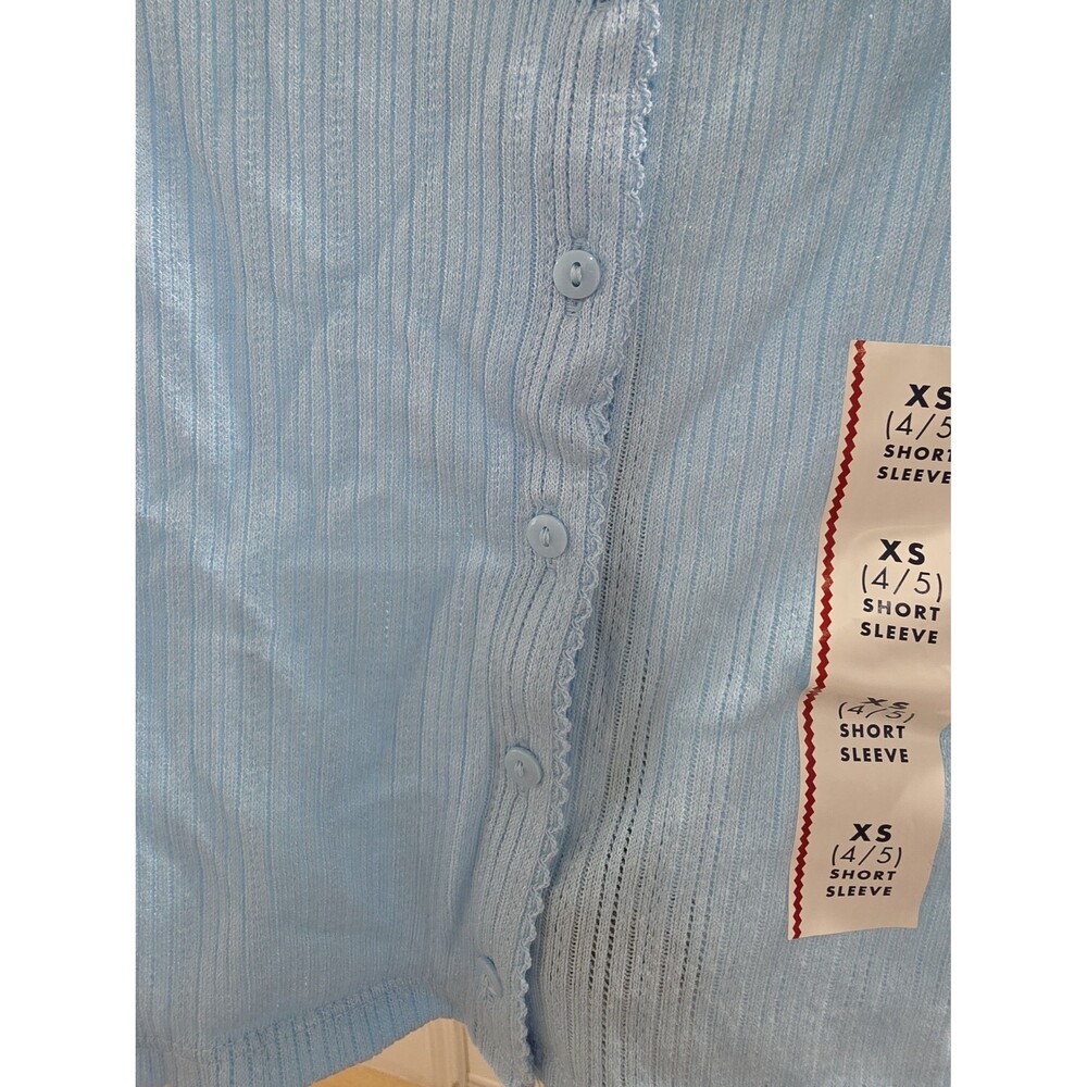 Cat & Jack Girls Short Sleeve Blue Button Up Blouse Size XS 4/5 - Picture 2 of 6